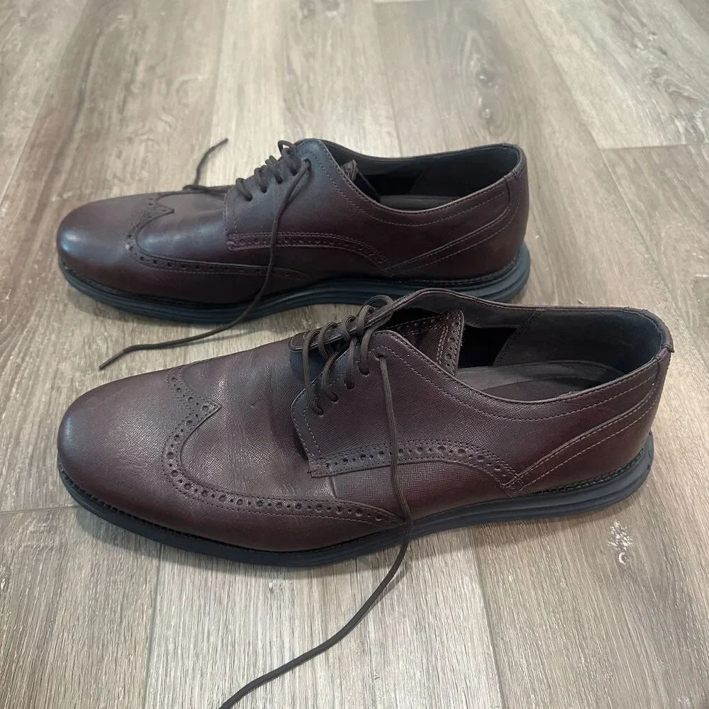 Brown Leather Brogue Wingtip Oxfords Cushioned Dress Sneaker Shoes Mens 16W